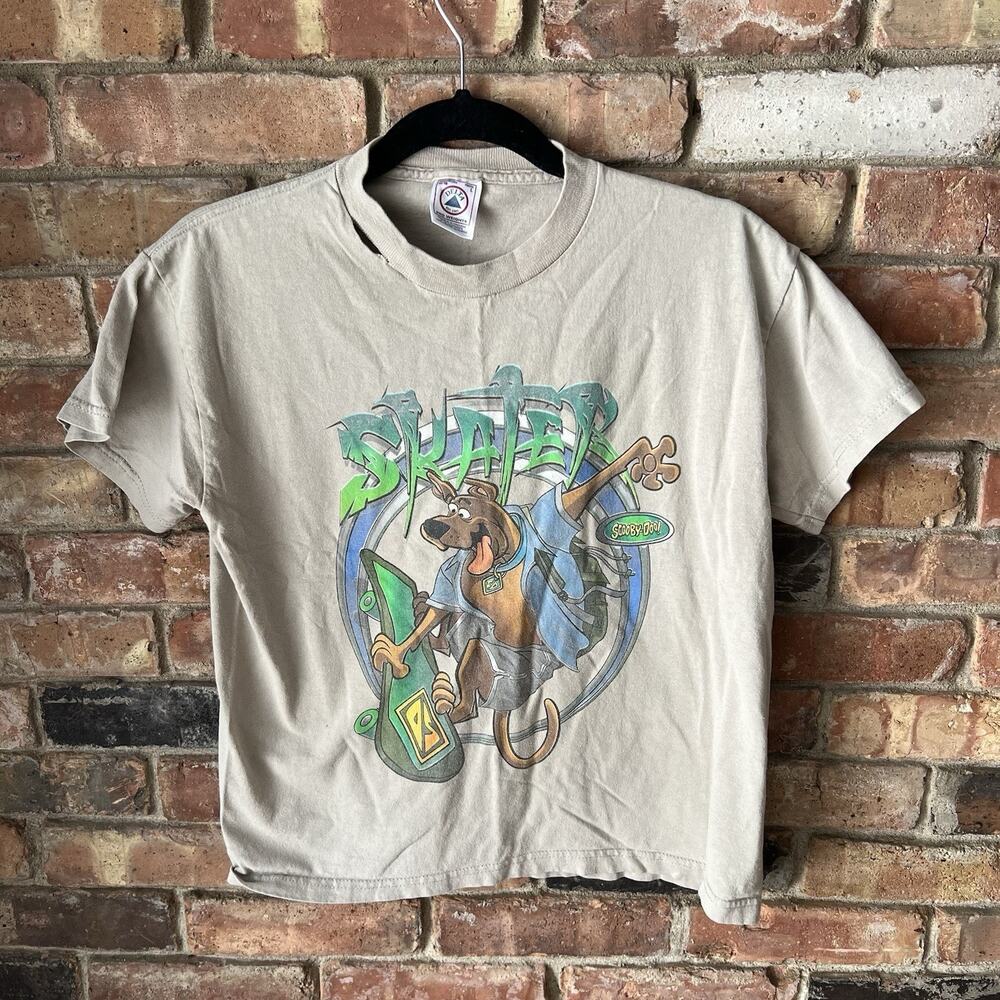 Vintage 90's Scooby Doo Kids T Shirt Skateboarding Skater Youth 14-16 Gray Shirt